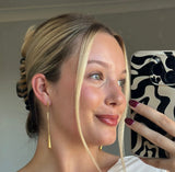 Teardrop Dangle Chain Earrings, waterproof 18k gold-plated stainless steel
