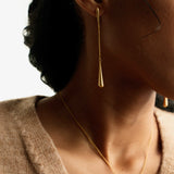 Gold teardrop dangle chain earrings