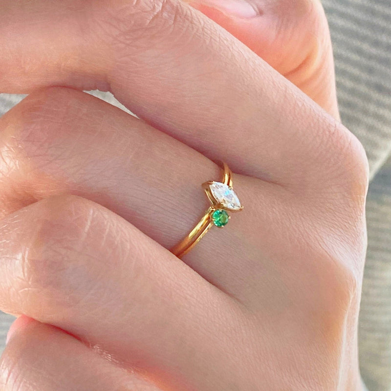 Tiny Green Stone Stacking Ring