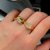 Trilliant Cut Gemstone Ring, waterproof 18k gold-plated stainless steel