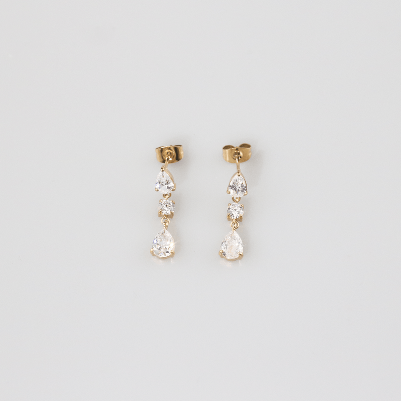Triple CZ Drop Earrings