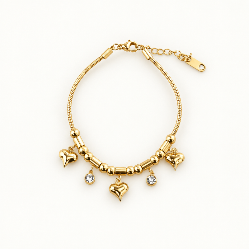 Triple Hearts Charm Bracelet