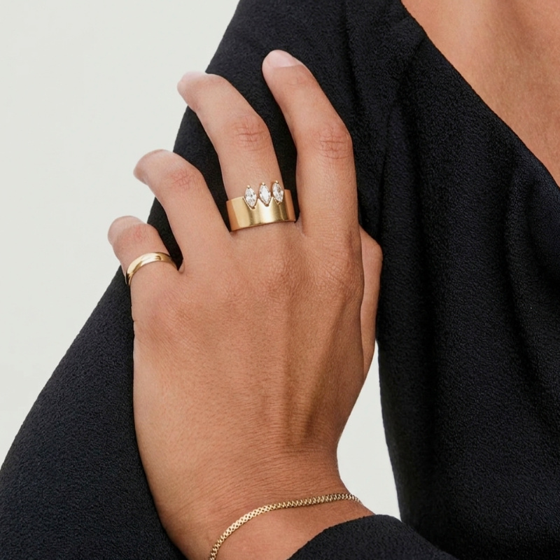 Triple Marquise CZ Band Ring