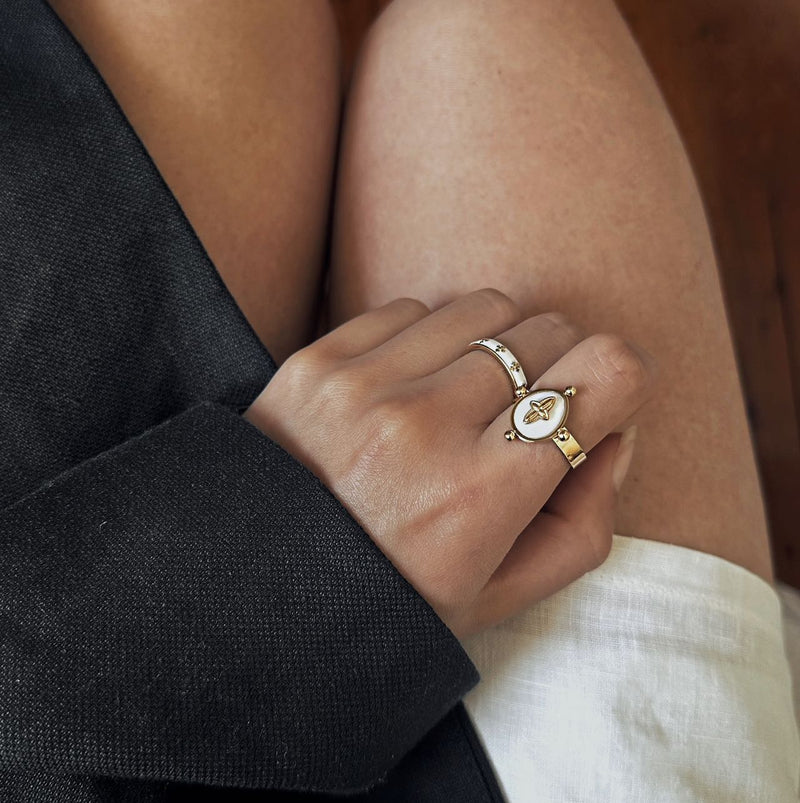 Vintage Mother of Pearl Ring — Gold Plated