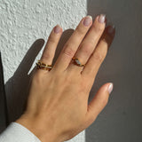 Hypoallergenic Waterproof Bypass Marquise Ring, 18k gold-plated stainless steel