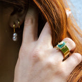 Amazonite Gemstone Ring in boho style