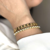 Waterproof Stainless Steel Leaf Bangle Bracelet, 18k gold-plated stainless steel