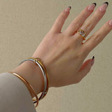 Waterproof Tarnish-Free Half Frame Gem Ring, 18k gold-plated stainless steel