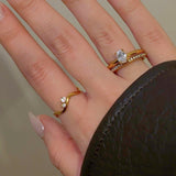 Waterproof Tarnish-Free 18k Gold Plated Wave Ring, 18k gold-plated stainless steel
