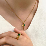 Personalized Cross & Birthstone Necklace, waterproof 18k gold-plated stainless steel