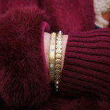 Waterproof Ribbed Crystal Bangle Bracelet, 18k gold-plated stainless steel