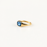 blue emerald cut ring