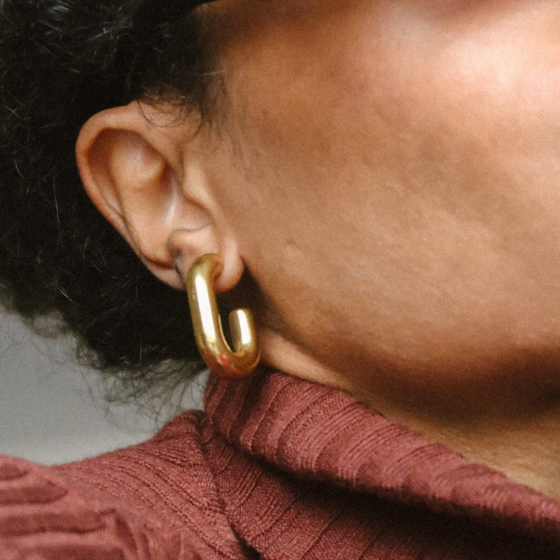 Geo Loop Earrings – Chunky Gold Hoops for Women