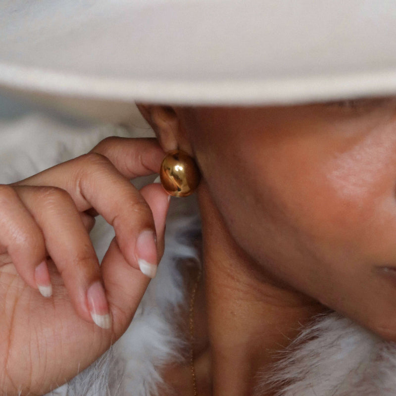 Gold Pebble Stud Earrings