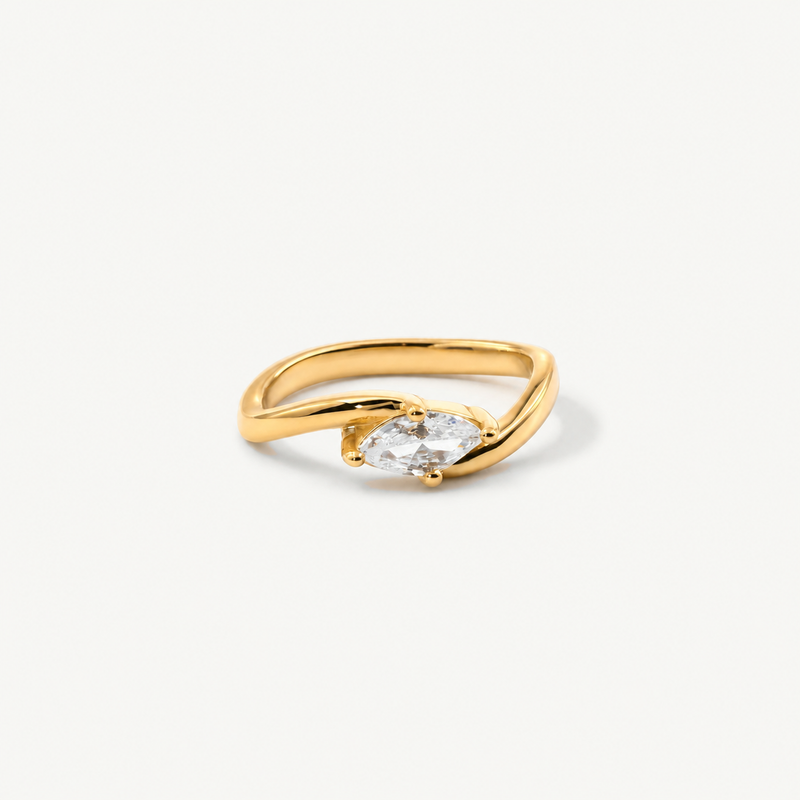 Hypoallergenic Waterproof Bypass Marquise Ring