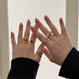 Thick Double Wave Ring, waterproof 18k gold-plated stainless steel