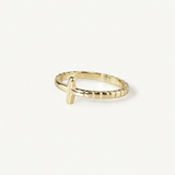 Gold Plated Cross Ring in Stainless Steel