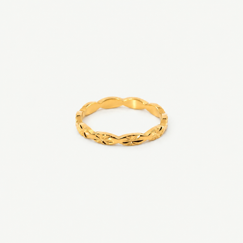 Carved Stackable Band Ring in Gold