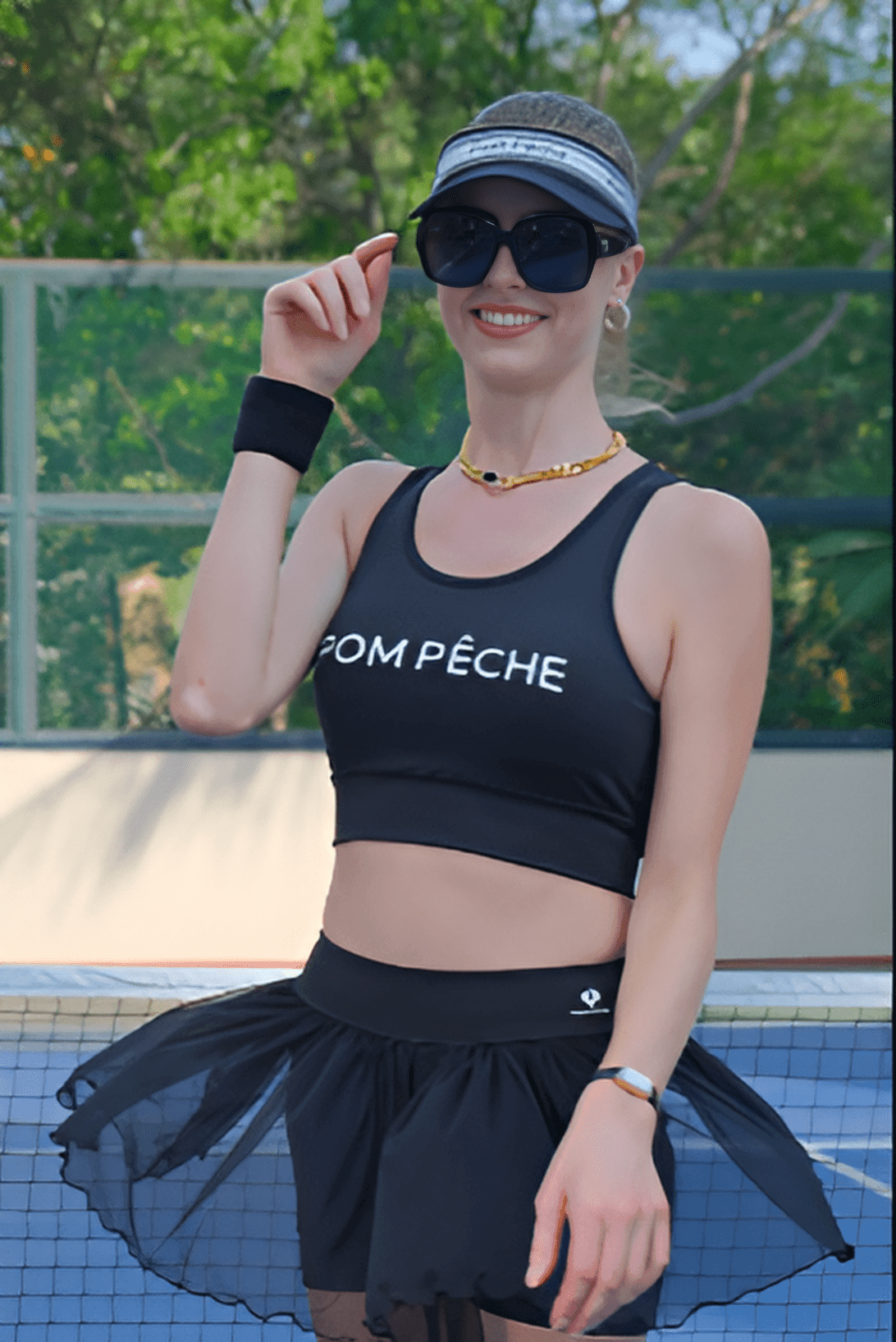 Cathy Black Adjustable Visor Cap Hat - Volaea Pickleball Attire