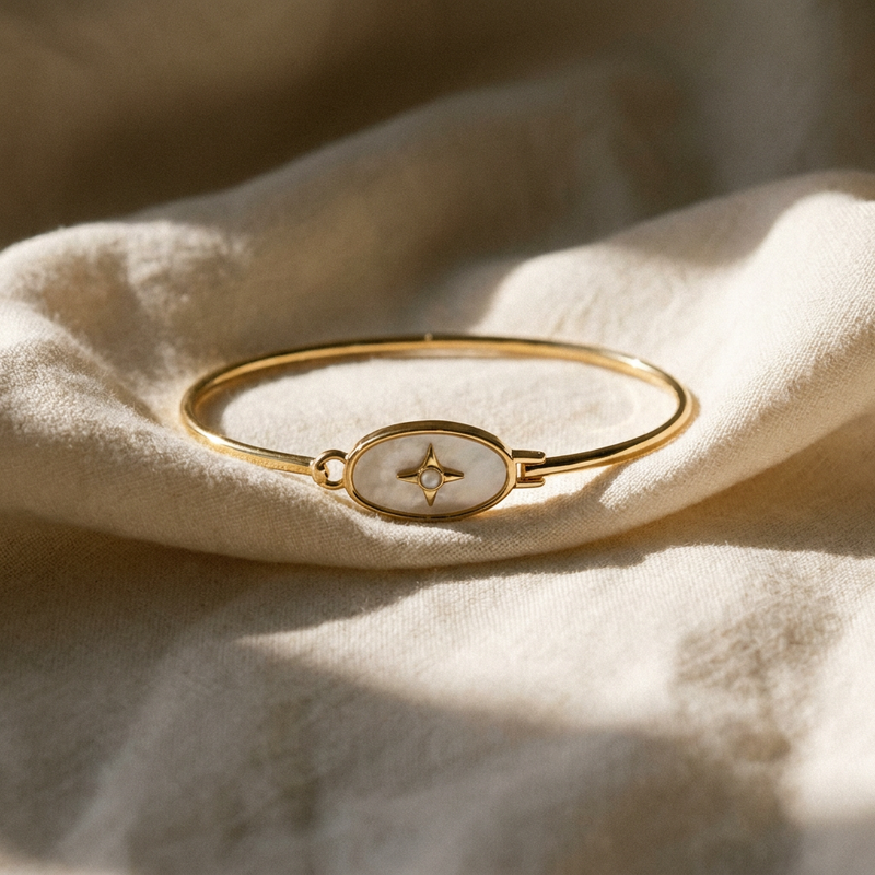 Gold Plated Vintage Celestial Bracelet with Pearl & Opal