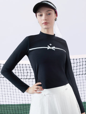 Chanson Bow Long Sleeve Top for Pickleball - Volaea Pickleball Attire