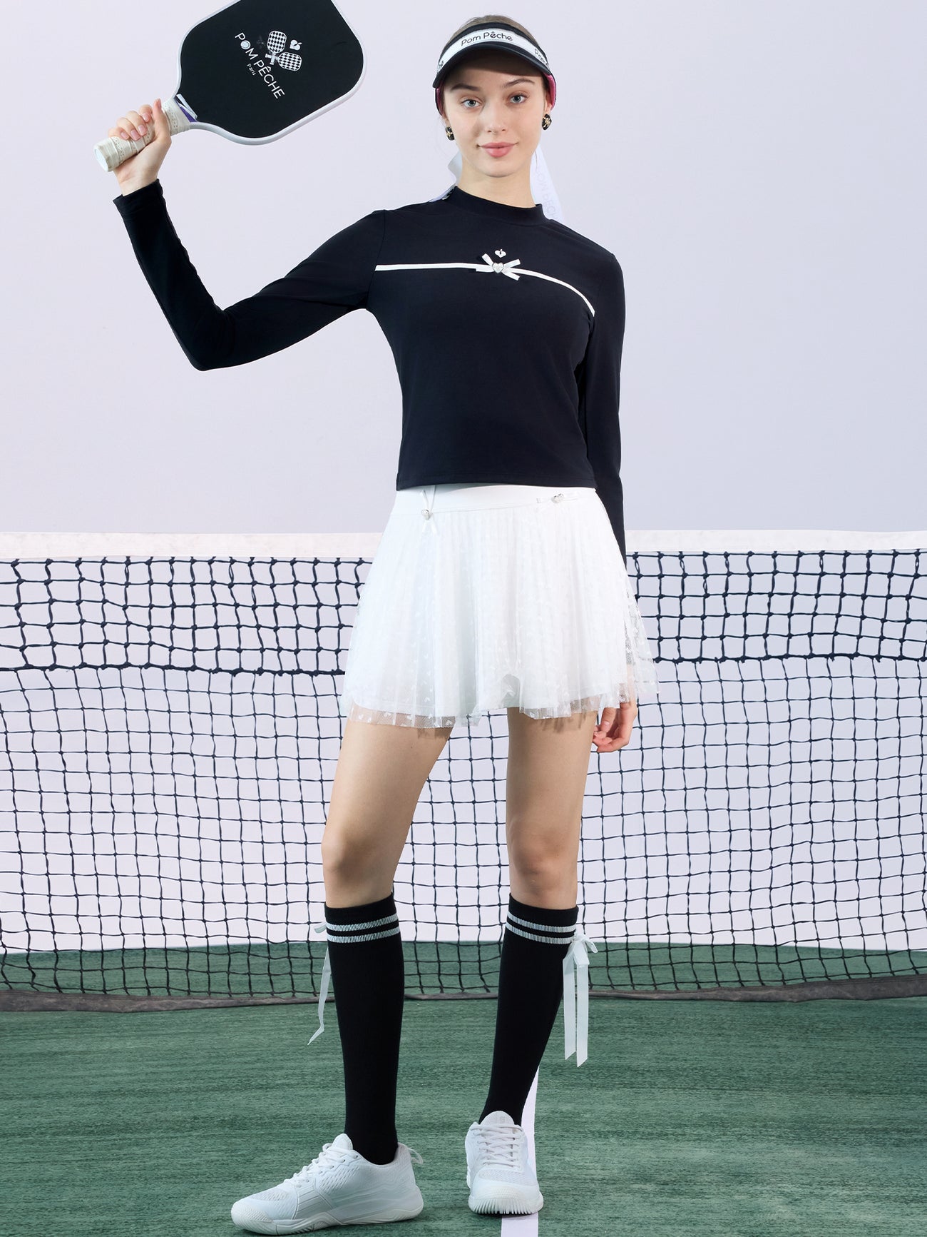Chanson Bow Long Sleeve Top for Pickleball - Volaea Pickleball Attire