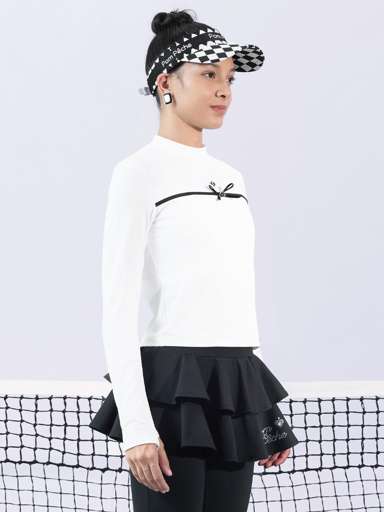 Chanson Bow Long Sleeve Top for Pickleball - Volaea Pickleball Attire