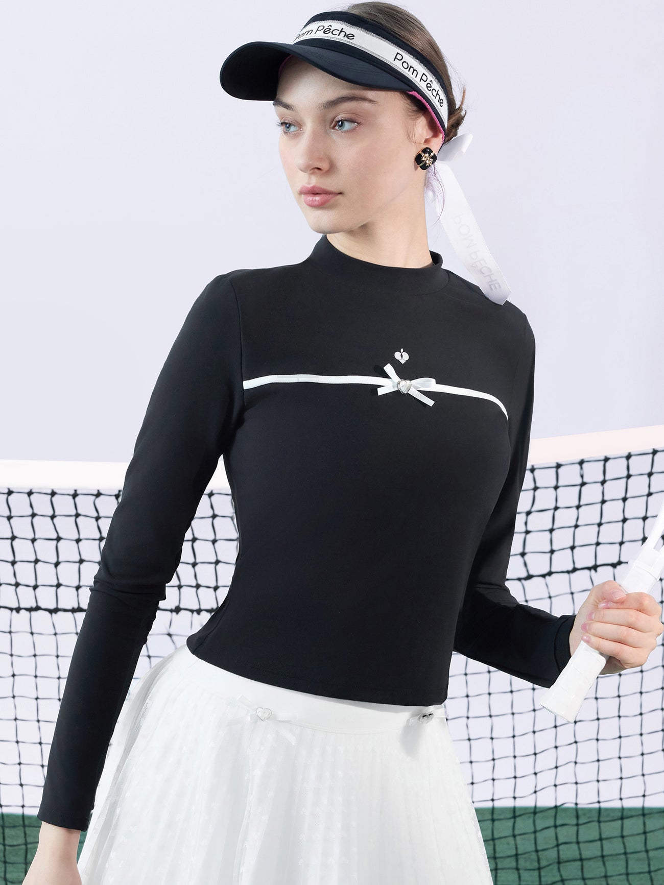Chanson Bow Long Sleeve Top for Pickleball - Volaea Pickleball Attire