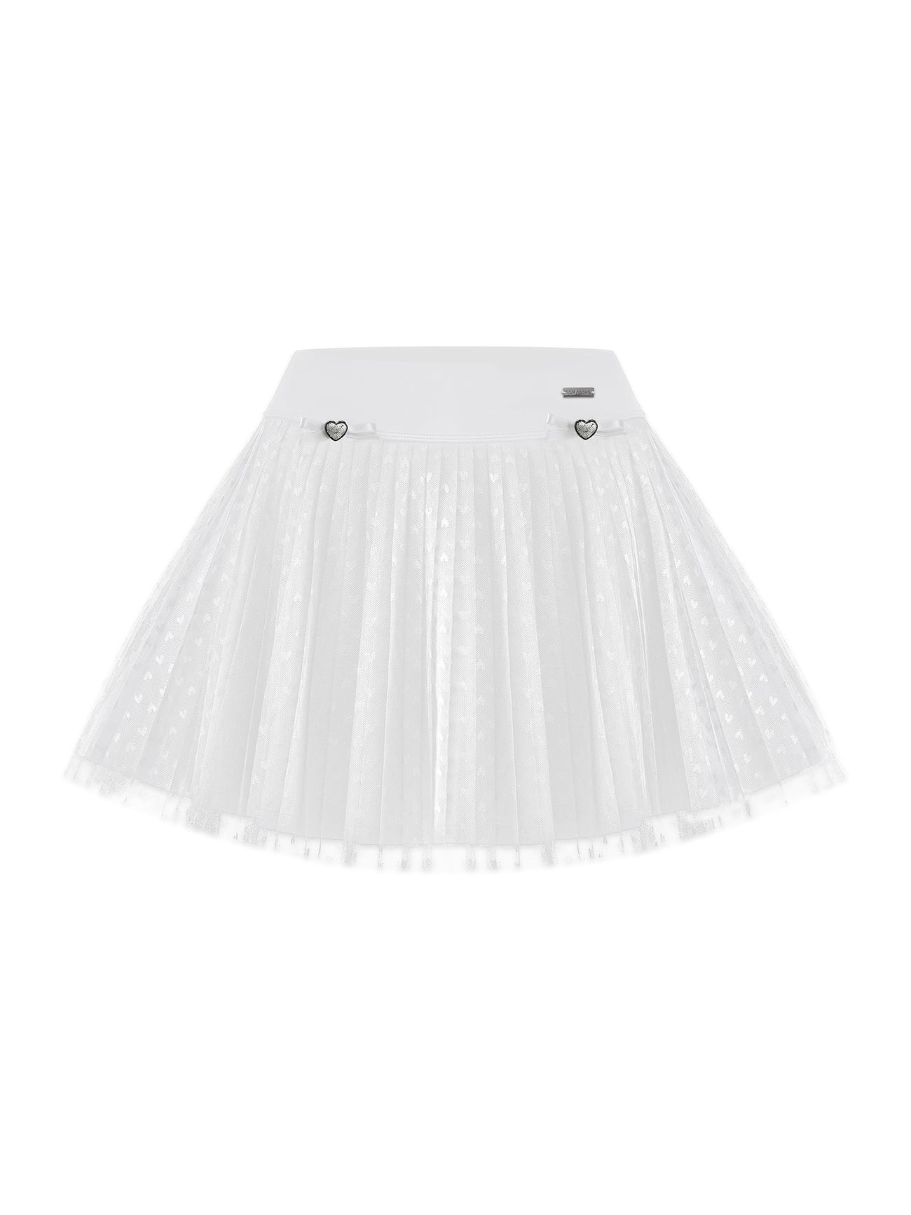 Chanson Pleated Heart Mesh Skort for Tennis & Pickleball - Black - Volaea Pickleball Attire