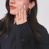 Crystal Chain Hoop Earrings, waterproof 18k gold-plated stainless steel