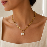 Chunky Baroque Pearl Necklace - Waterproof 18K Gold Plated worn — 18k gold-plated 316L stainless steel, water-resistant