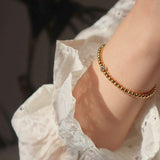 Waterproof Gold Beaded Solitaire Bracelet, 18k gold-plated stainless steel