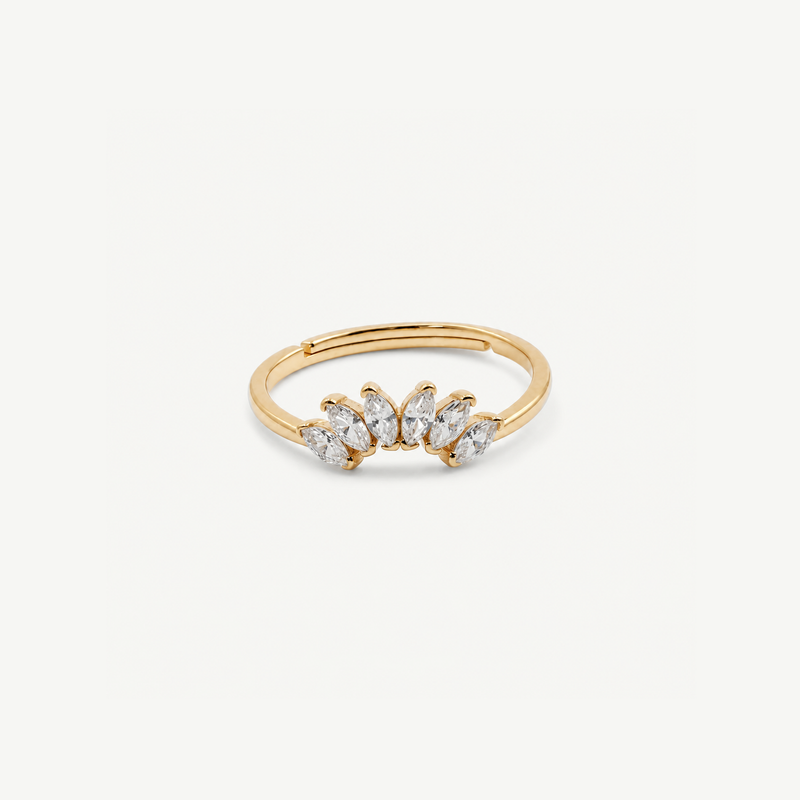 Contour Gemstone Band Ring - Gold Plated Stainless Steel