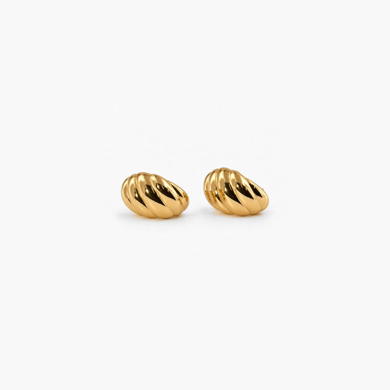 Waterproof Croissant Dome Stud Earrings - Gold