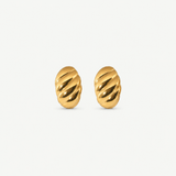 Waterproof Croissant Dome Stud Earrings - Gold