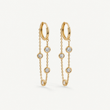 Crystal Chain Hoop Earrings - Waterproof Gold Hoops