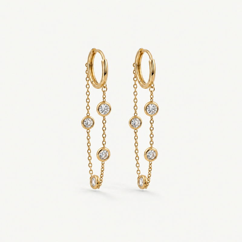 Crystal Chain Hoop Earrings