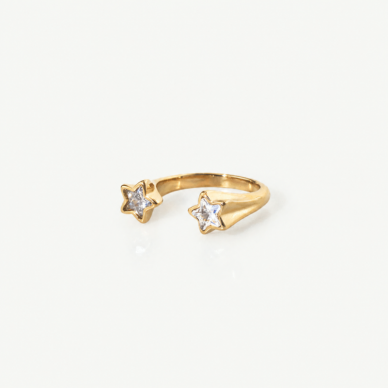 Crystal Double Star Ring