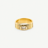 Crystal Ribbed Ring