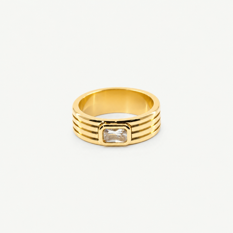 Crystal Ribbed Ring