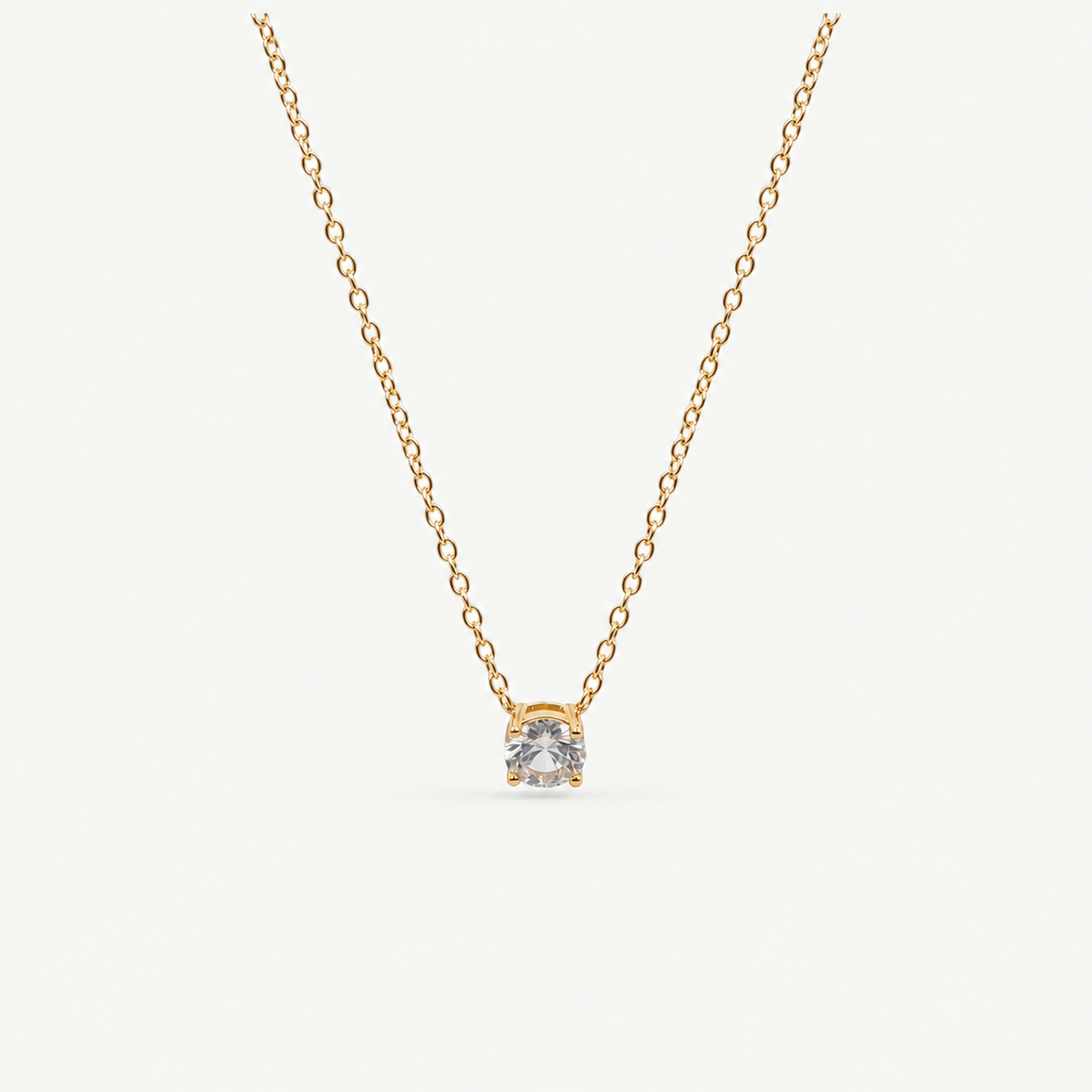 Dainty Solitaire Necklace – 18k Gold Plated