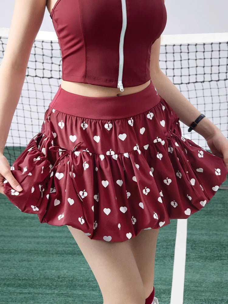 DARCY Heart Print A - Line Skort with Pockets for Pickleball - Volaea Pickleball Attire