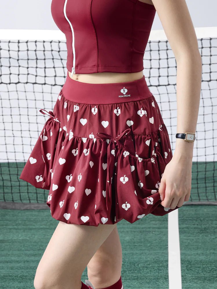 DARCY Heart Print A - Line Skort with Pockets for Pickleball - Volaea Pickleball Attire