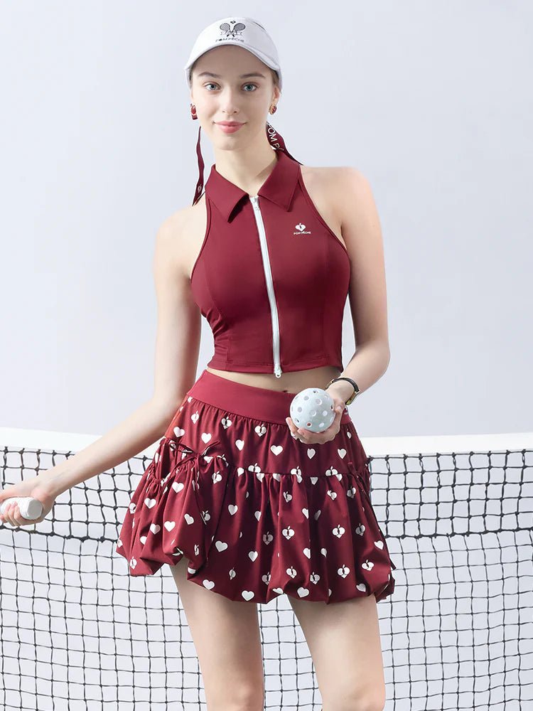 DARCY Heart Print A - Line Skort with Pockets for Pickleball - Volaea Pickleball Attire