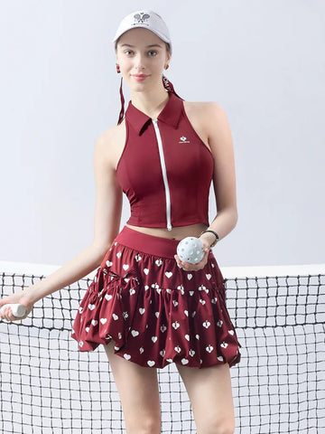 DARCY Heart Print A - Line Skort with Pockets for Pickleball - Volaea Pickleball Attire