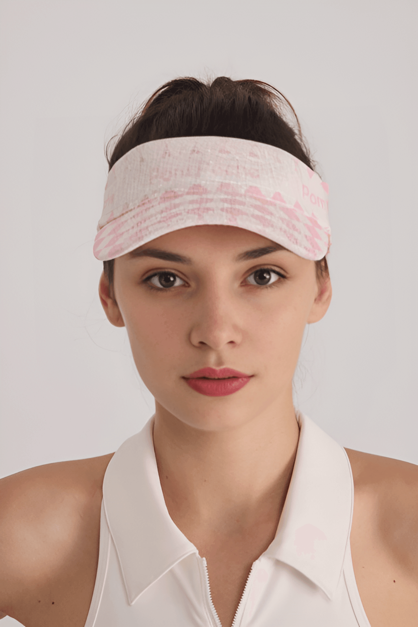 Diana Pink and White Checkers Adjustable Visor Cap Hat - Volaea Pickleball Attire