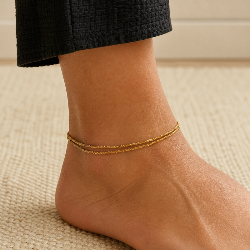 Double Layer Diamond-Cut Anklet