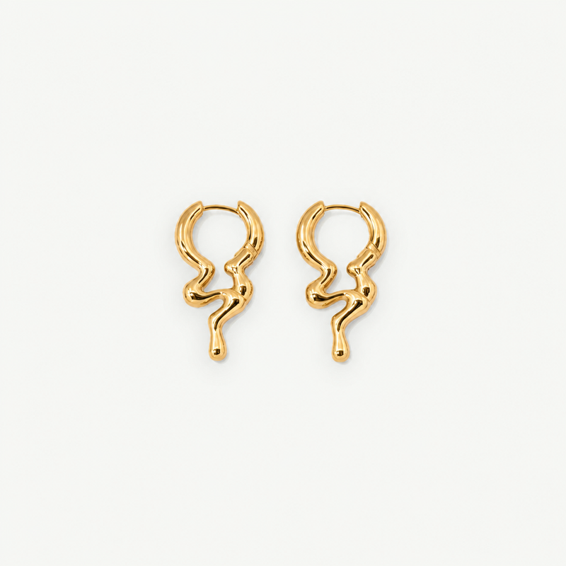 Gold Dripping Hoop Earrings