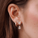 Waterproof 18k Gold Plated CZ Drop Earrings, 18k gold-plated stainless steel