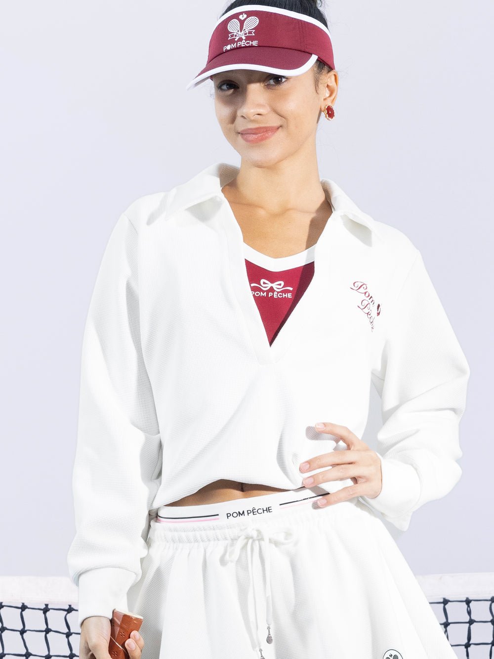 Embroidered Waffle Knit Pullover for Tennis - Volaea Pickleball Attire